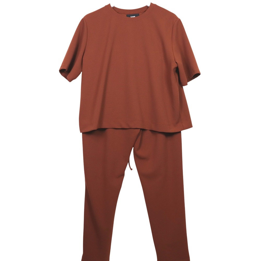 SLNGHR Rust Brown Textured Short‎ Sleeve Top and Pants Co-ord Set XL